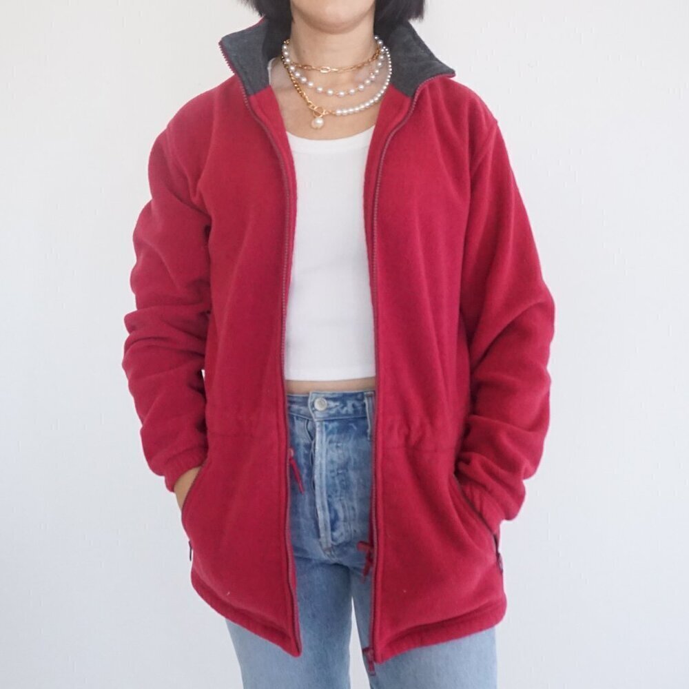 Vintage Northern Reflections Maroon Fleece Zip Up Outdoor Gorpcore Sweater S